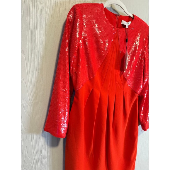 REISS • NWT Cara Mini Red Sequin Cocktail Party Dress Sz US 6 Boat Neck $495 - Picture 7 of 15
